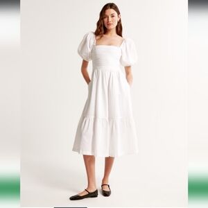 The A&F Emerson Linen-Blend Puff Sleeve Midi Dress